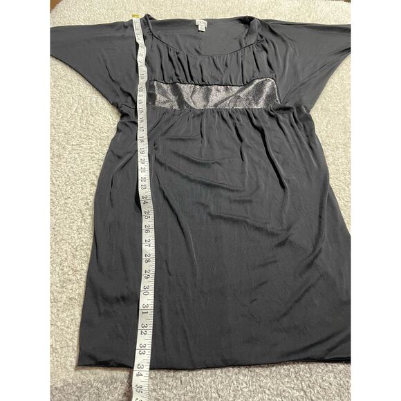 VTG Y2K Cache Dress Small Snakeskin Belt Dolman Sleeve Bubble Hem Black LBD - Picture 5 of 13